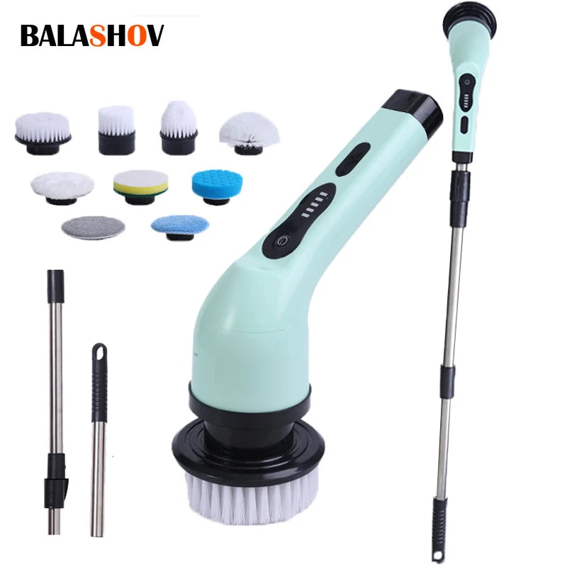 Electric Cleaning Brush Electric Spin Cleaning Scrubber Electric Cleaning Tools Parlour Kitchen Bathroom Cleaning Gadgets 9 in 1