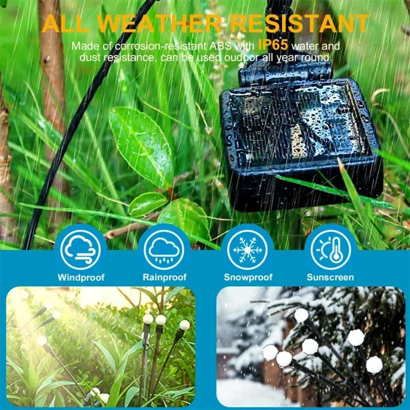 LEDs Solar Garden Light Swing Waterproof LED Firefly Lamp Flexible Wire for Outdoor Yard Patio Christmas New Year Decoration