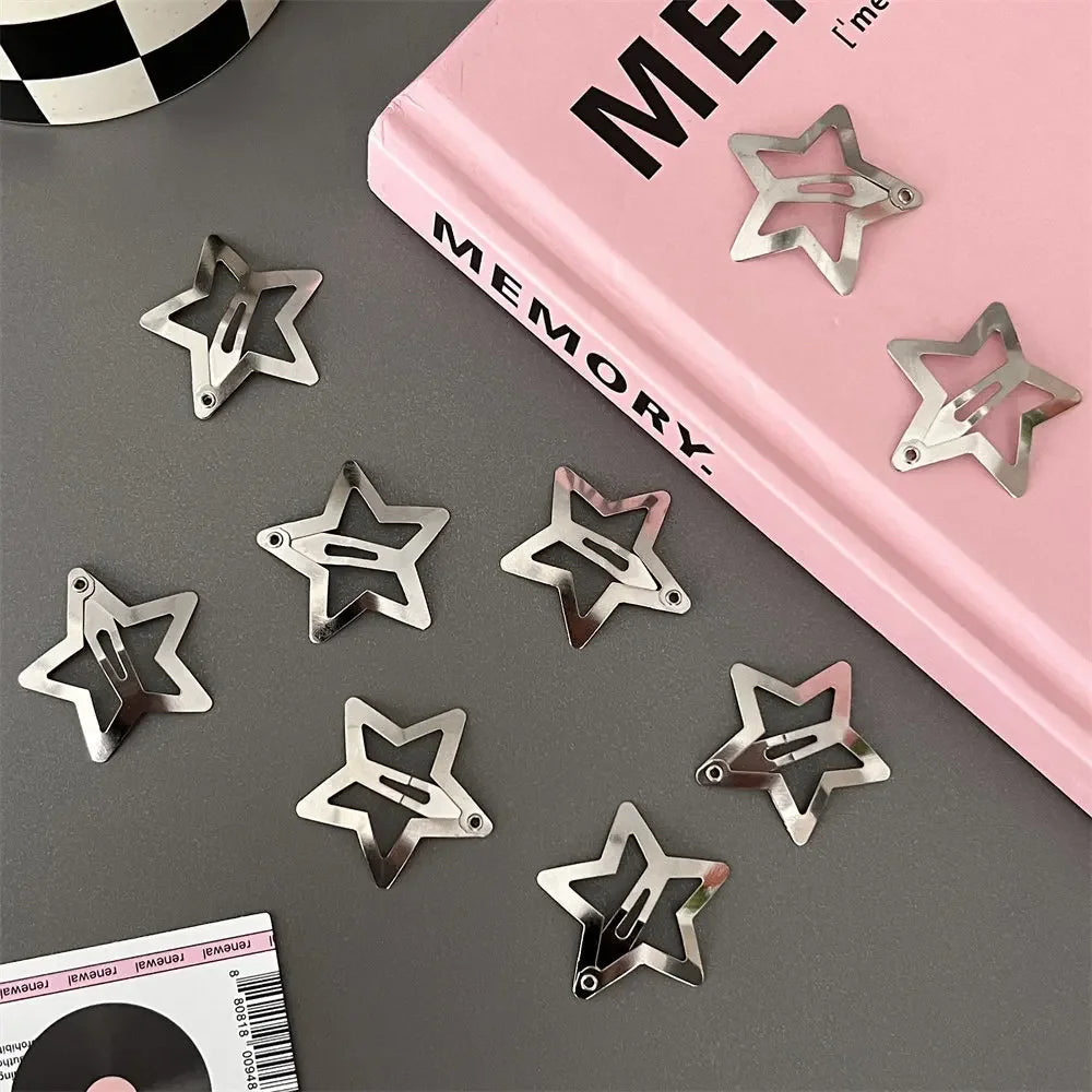 Hairpins for Women Stars Filigree Metal Snap Hair Clips Girls Side Hair Grip Y2K Barrettes Hair Accessories