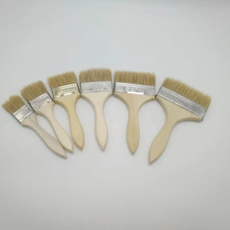 Paint Brush Wooden Handle BBQ Brush 1/2/4/5/6 /8 Inch Soft Hair Painting Brushes for Wall and Furniture Paint Tool Set