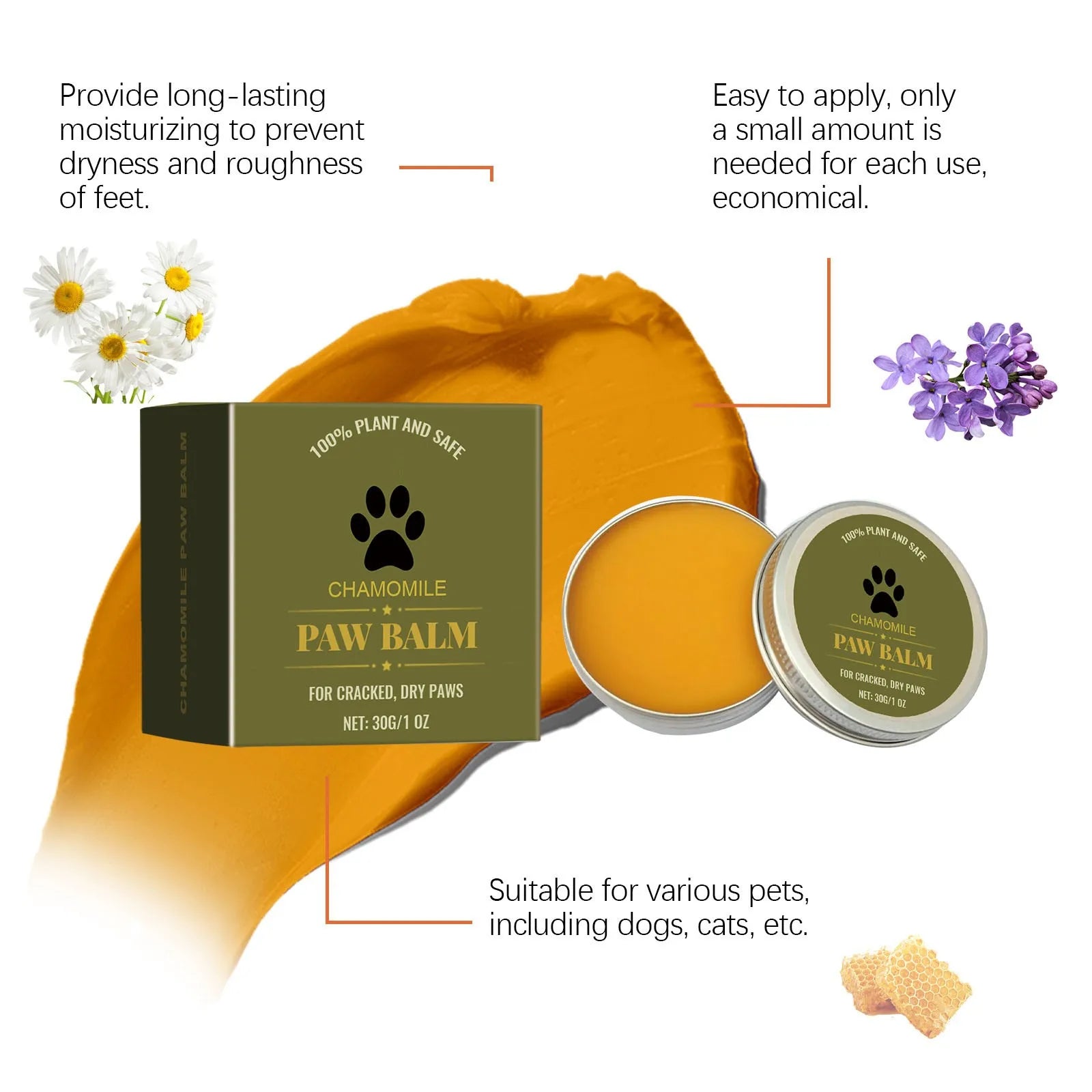 Natural Dog Paw Balm Dog Protections For Hot Pavement Dog Wax For Dry Paws & Nose Moisturizer For Cracked Paw