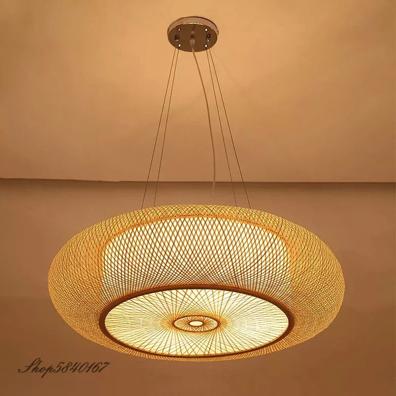 Hand Make Bamboo Ceiling Light Chinese Style Hanging Ceiling Cover Lamps for Living Room Dining Room Lighting Ceiling Home Deco