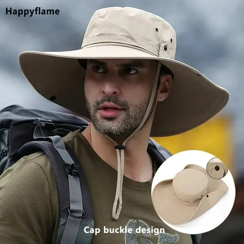 Sun Protection Fishing Hat Summer Breathable Mesh Camping Hiking Caps Anti-UV Sun Hat Mountaineering Caps Men's Panama Hat