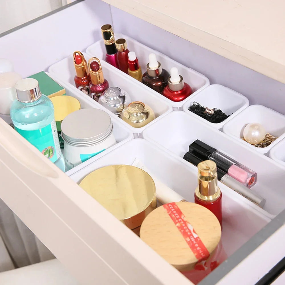 Adjustable Drawer Organizer Box Trays Make Up Cosmetics Sundries Divider Holder Kitchen Bathroom Closet Jewellery Box