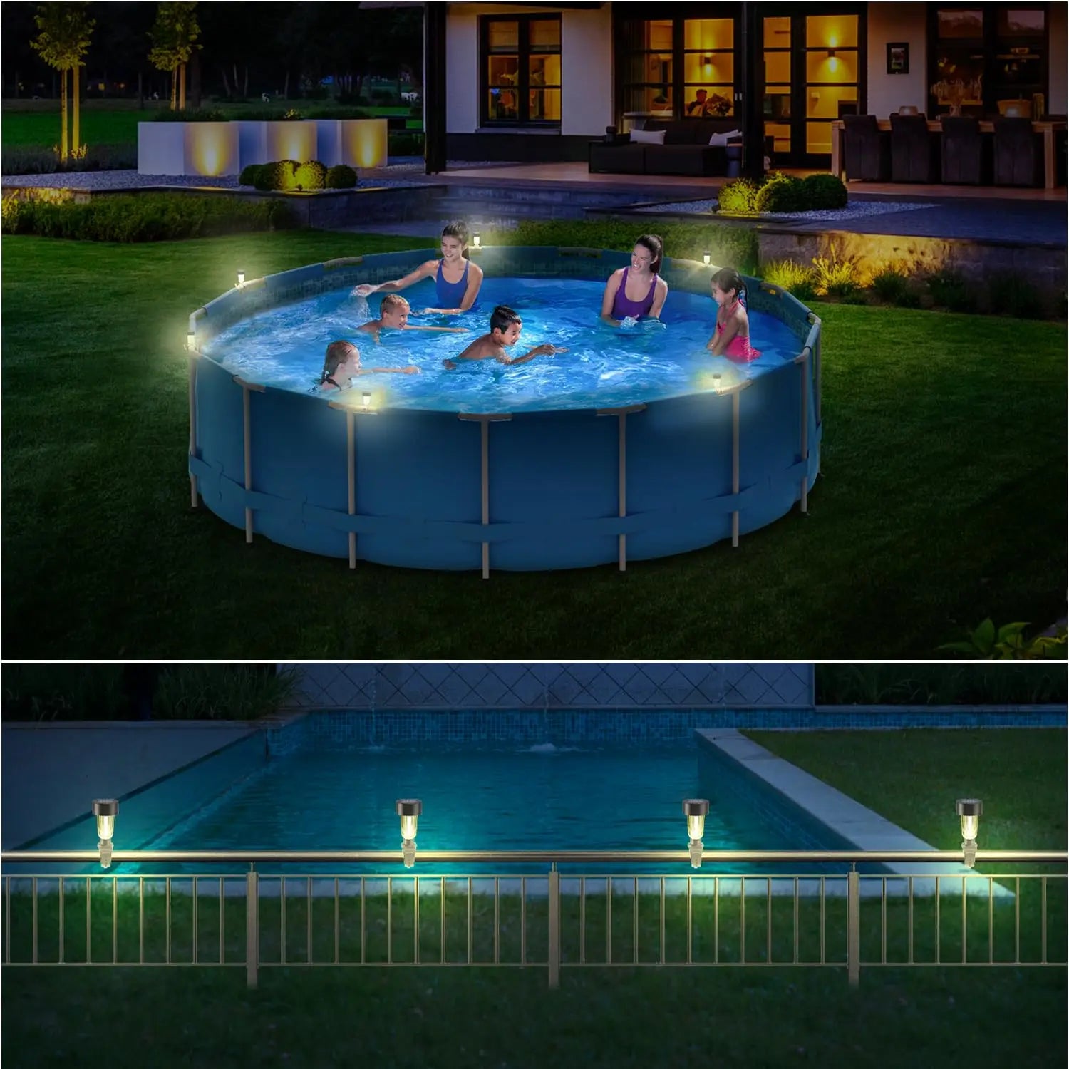 Solar Pool Light Frame on the ground for swimming pool outdoor pool fence decorative accessories Waterproof LED 6 packages