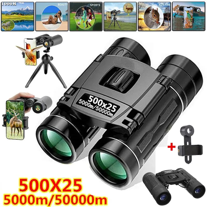 Portable Hd Zoom 5000M/50000M Binoculars Telescope Powerful Folding Long-Distance Vision Hunting Outdoor Camping Sports