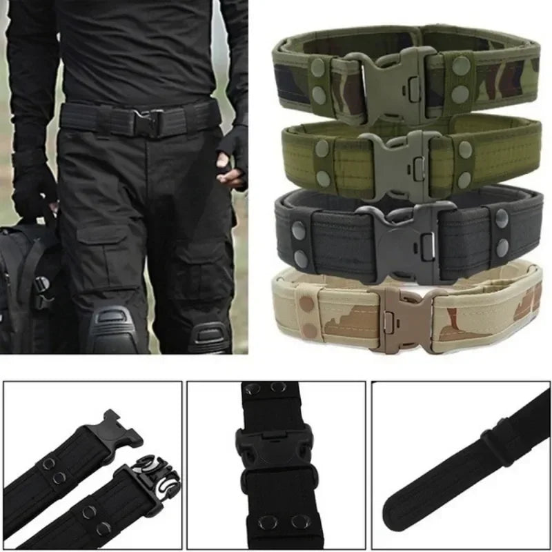 Army Style Combat Belt Quick Release Tactical Belt Fashionable Easy and Comfortable Men's Canvas Belt Outdoor Waist Trainer 1pcs