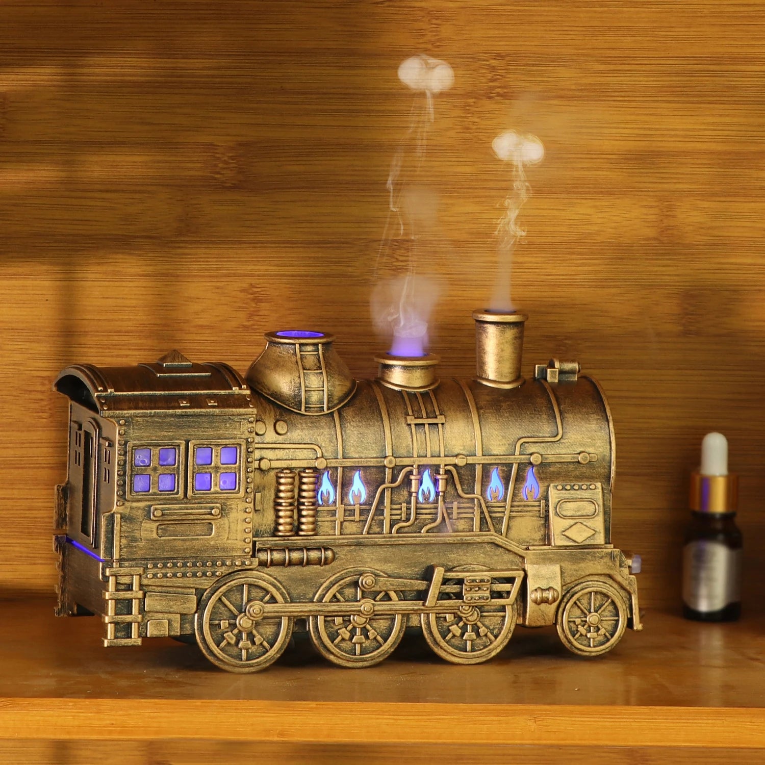 Mini Train Shape Aromatherapy Essential Oil Diffuser Ultrasonic Cool Mist Air Humidifier with LED Lamp Aroma Difusor Atomizer