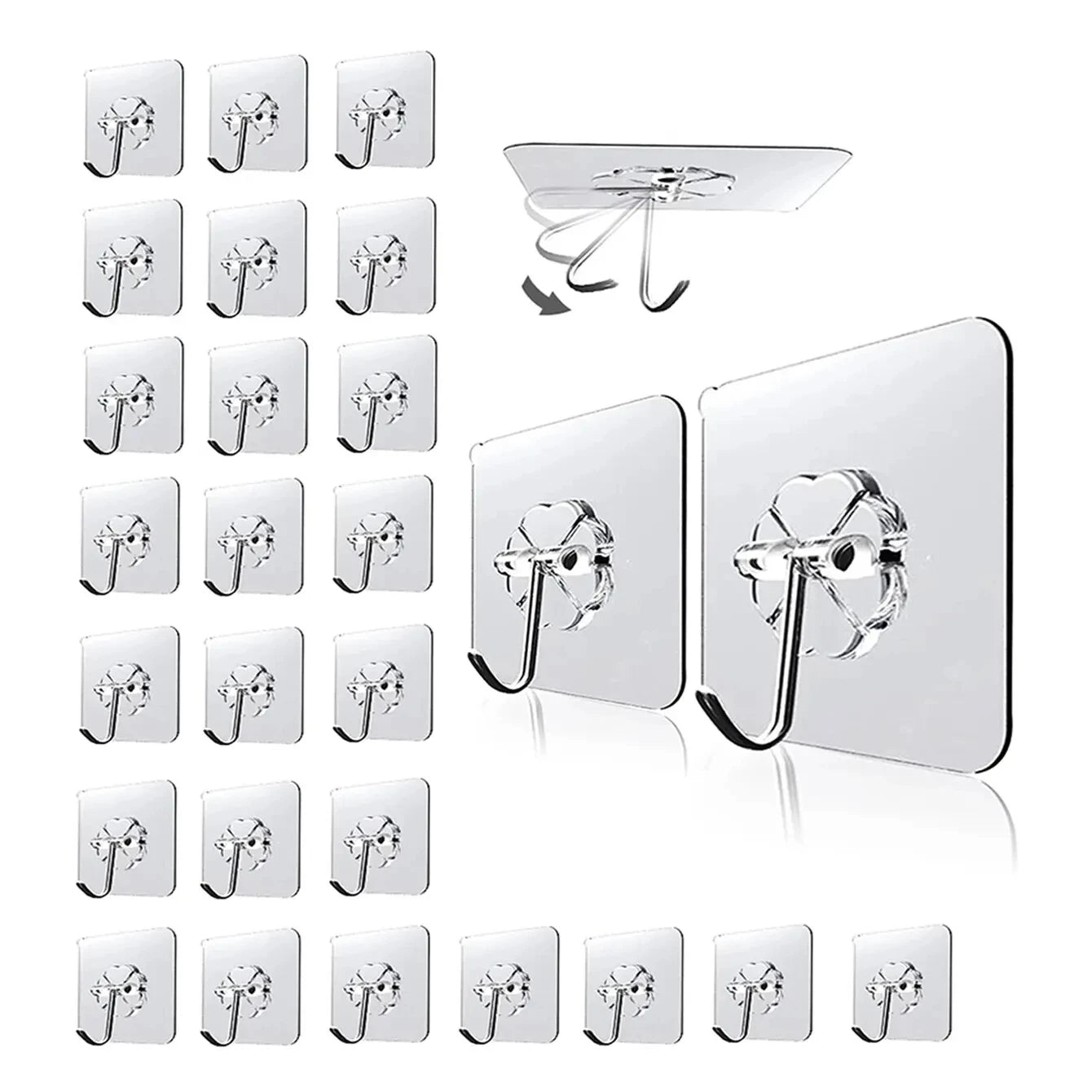 Transparent Wall Mount Hooks - Strong Grip, Traceless, Easy Install, Multifunctional for Modern Decor