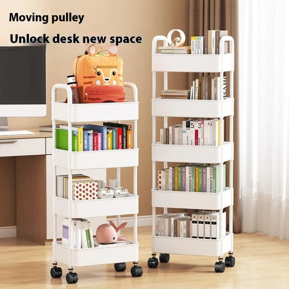 Kitchen Storage Cart with Wheels Bedroom Multi Layer Movable Storage Shelf Bathroom Floor Standing Multifunctional Storage Rack