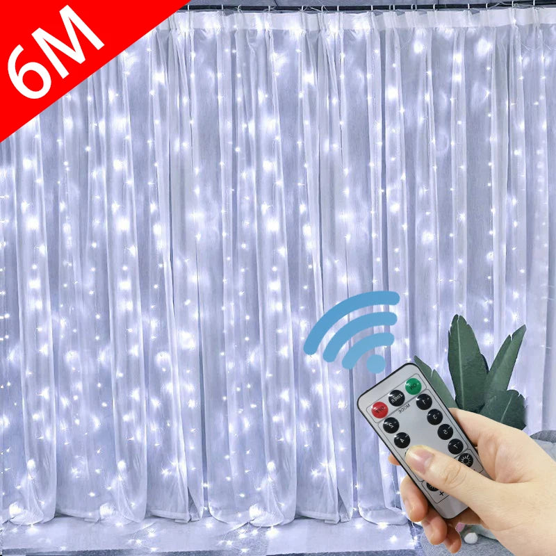 Curtain Garland on The Window USB String Lights Fairy Festoon Remote Control Christmas Wedding Decorations for Home Room