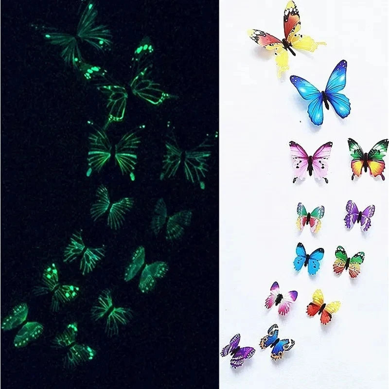 Luminous Butterfly 3D Wall Sticker Bedroom Living Room Window Ceiling Decor Wall Decals Home DIY Glow In Dark Wallpaper