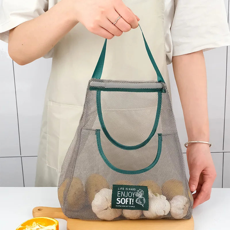 Green Multi-purpose Storage Household Hanging Bag Fruits And Vegetables Portable And Breathable Hanging Storage Bag