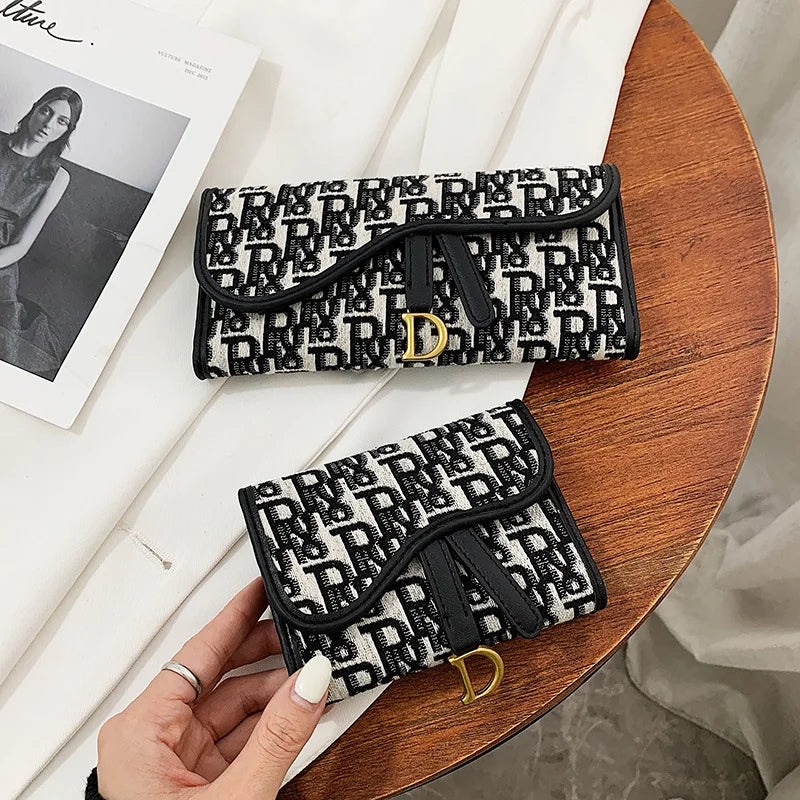 High-quality New Fashion Cloth Short Wallet Female Long Folding Women's Multi-card Bag Change Tide Trend