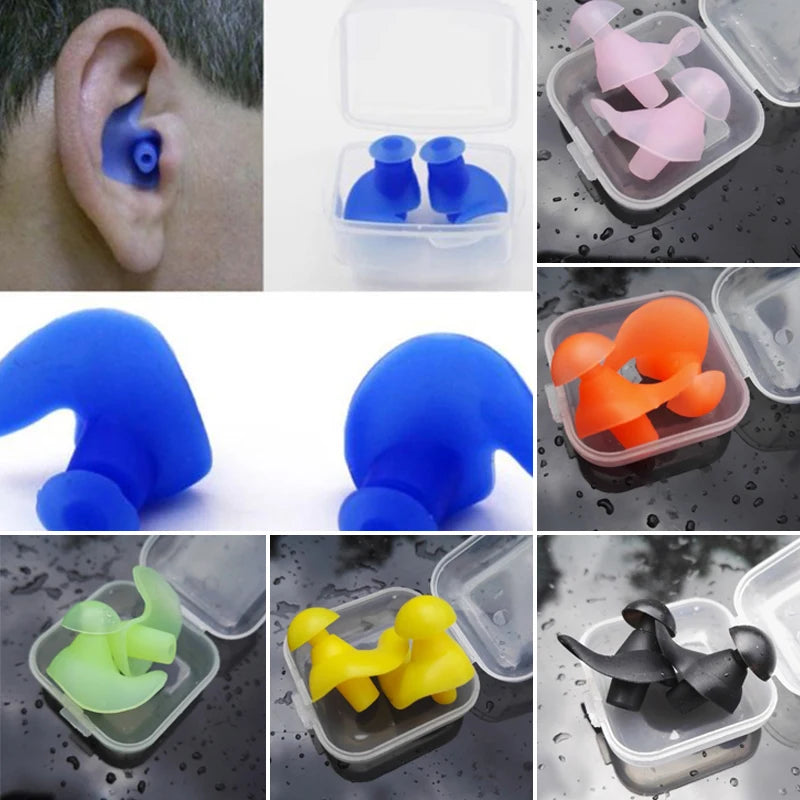 Ear Plugs Water Sports Swimming Diving Adult Waterproof Ear Protector With Box Soft Silicone Spiral Ear Plug Anti Noise 1 pair