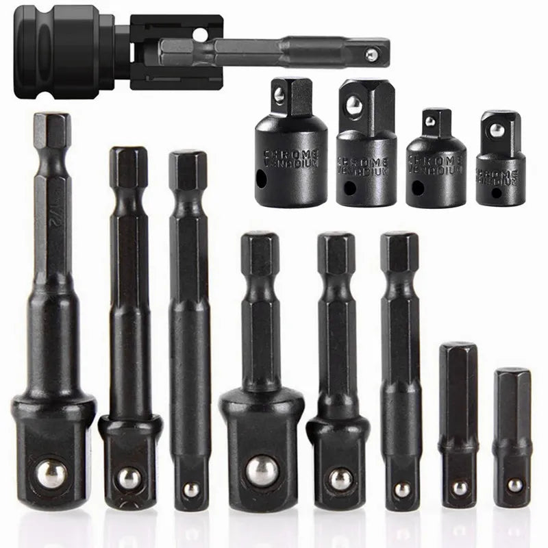 Socket Adapter And Reducer Set Extension Set Socket Drill Adapter Turns Power Drill Into High Speed Nut Driver, 1/4