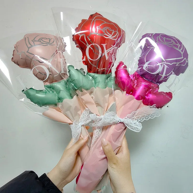 Flower Ballons Bouquet Aluminum Foil Ballon for Mother Valentine’s Day Wedding Guests Favour Birthday Party DIY Decoration