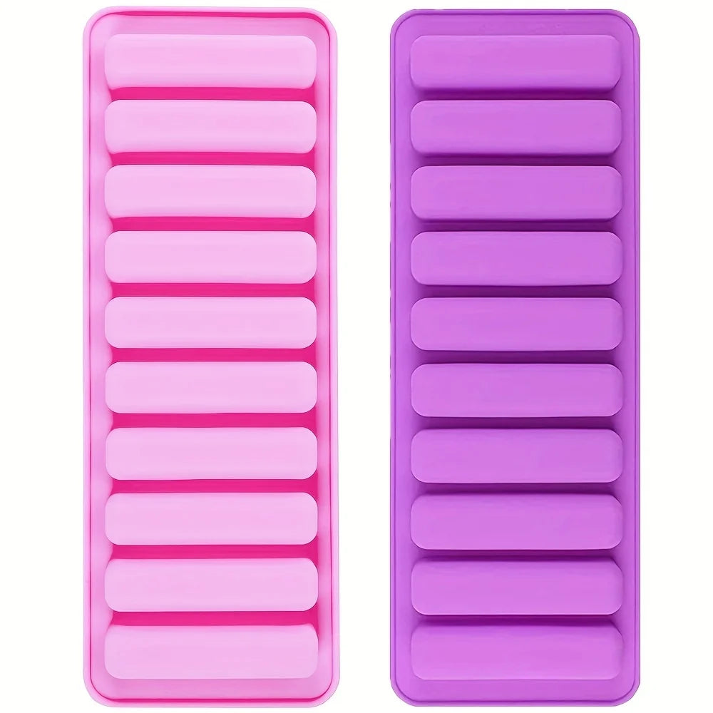 Grids Long Stick Ice Tray Non-Stick Easy Release Push Popsicle Out Cylinder Silicone Ice Cube Mould Tray Jelly Chocolate Mold