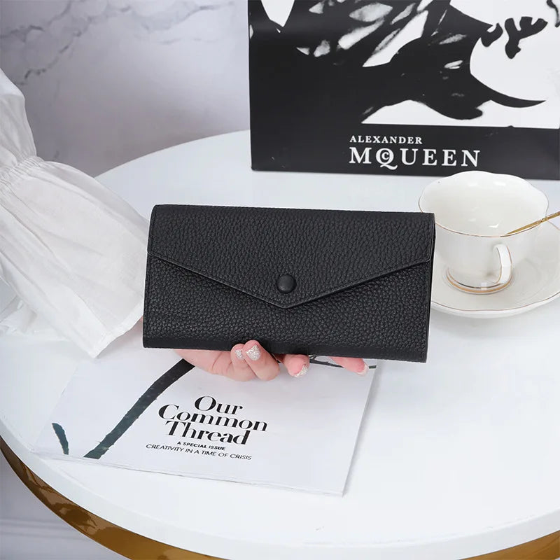 URBAN MASTER Cowhide Long Women Wallet Large Capacity Genuine Cow Leather Envelope Slim Clutch Phone Purse Dompet Pria Kanvas