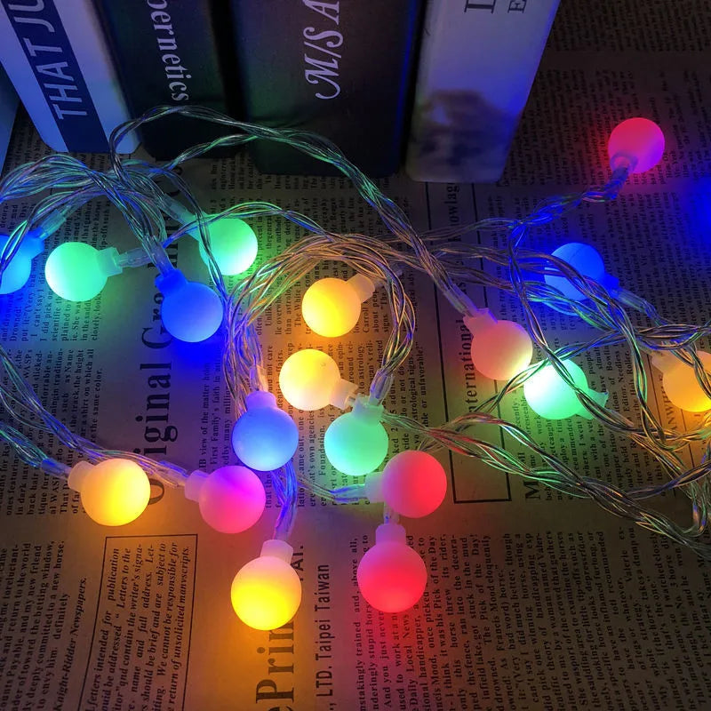 Ball String Lights Christmas Bulb Fairy Garlands Outdoor for Holiday Wedding Home New Year's Decor Lamp