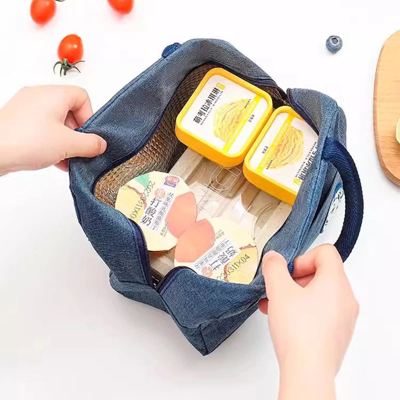 Insulated Bento Lunch Box Thermal Bag Student Bento Bags Portable Office Food Case Zipper Storage Bags Container Picnic Handbags