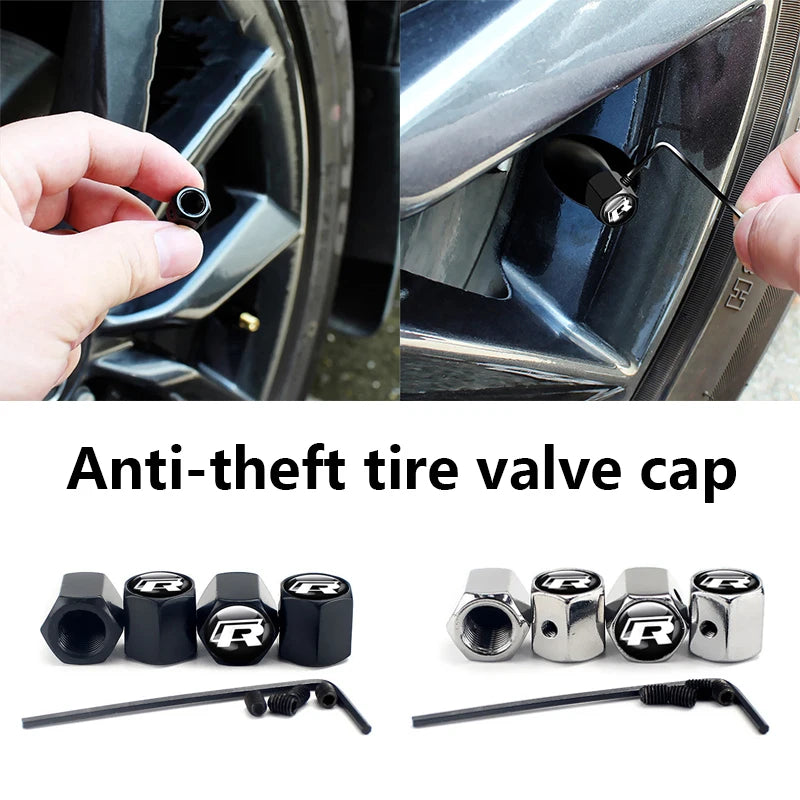 Anti theft Metal Car Wheel Tire Valve Caps Tyre Rim Stem Covers Airdust Waterproof For Automobile Cover Accessories