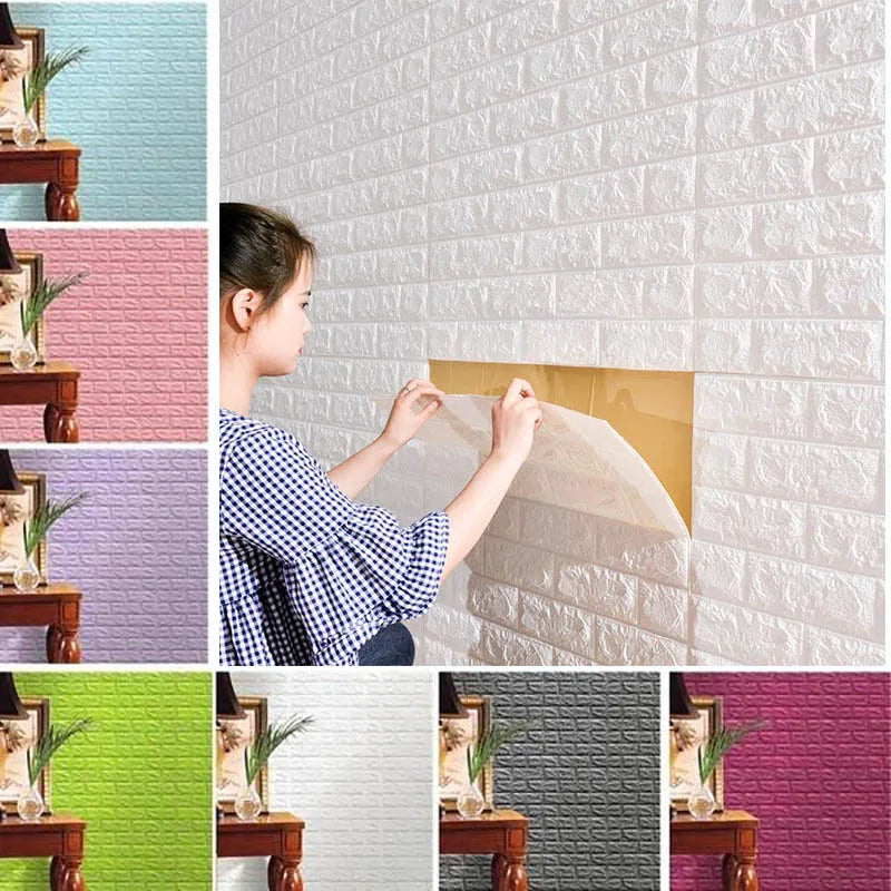 Tile Brick Wall paper Self-adhesive Waterproof Foam Panel Wallpaper Living Room Home Decoration