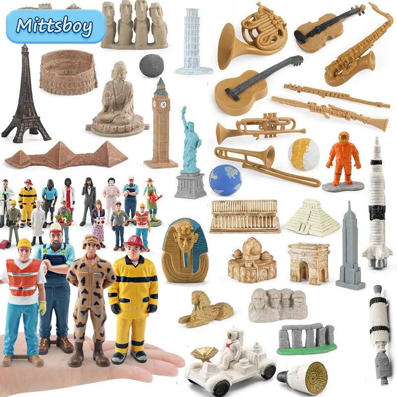 Montessori Educational Toy Cognition World Architecture Professional figures teachers doctors construction police Action Figures