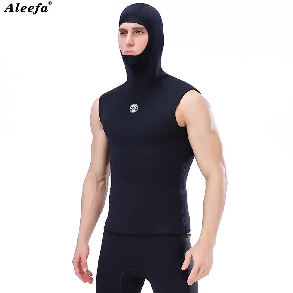 Neoprene Men's Hooded Vest Wetsuit for Scuba Diving, Snorkeling and  Swimming - Keep Warm Spring Swimsuit 3MM