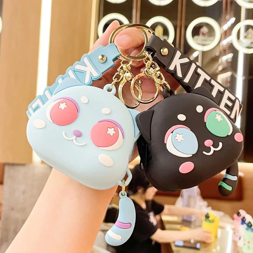 Silicone Coin Purse Kawaii Cat Strap Pendant Keychain Wallet Mini Wallet Kids Girls Women