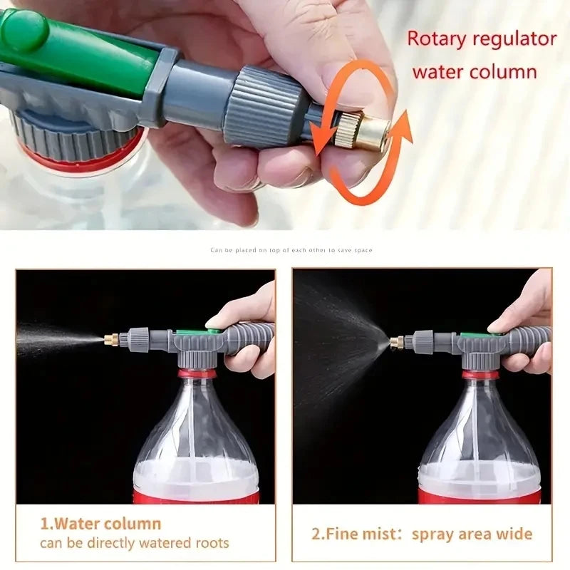 Adjustable Beverage Bottle Sprayer Watering Flower SprinklerSprinkler Pressure Atomizer Nozzle Gardening Tools ﻿