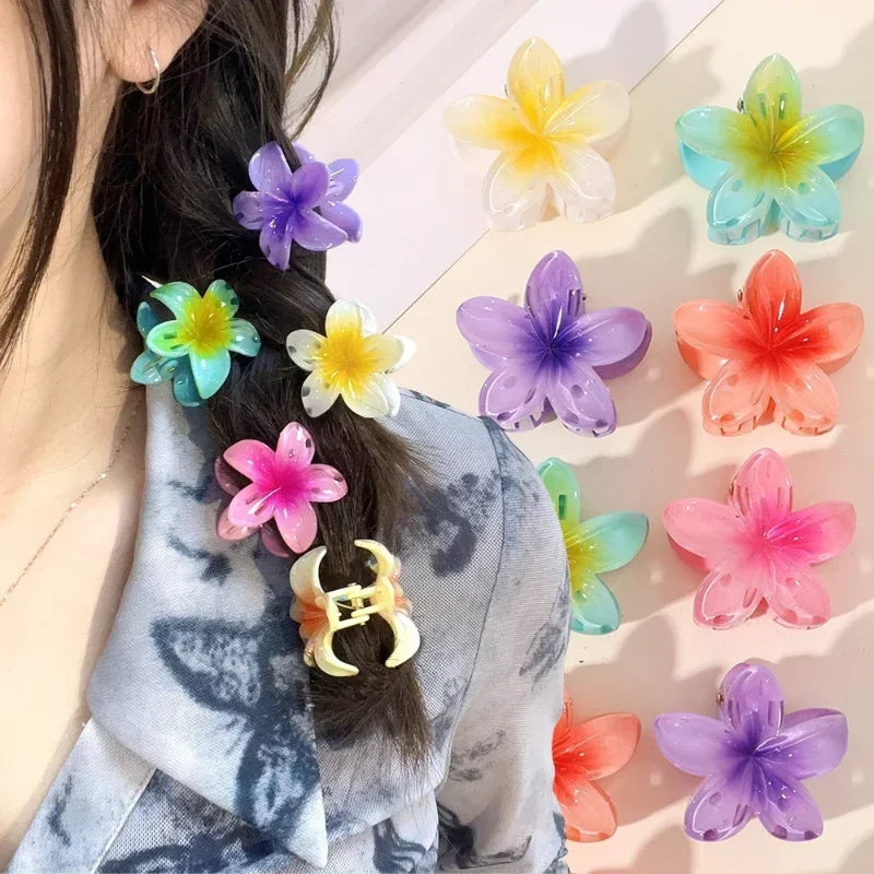 Beach Vacation Lily Flower Bohemian  Hair Claw Sweet Hair Clip for Women Floral Hair Claws Fashion Gift Girl Hair Accessories