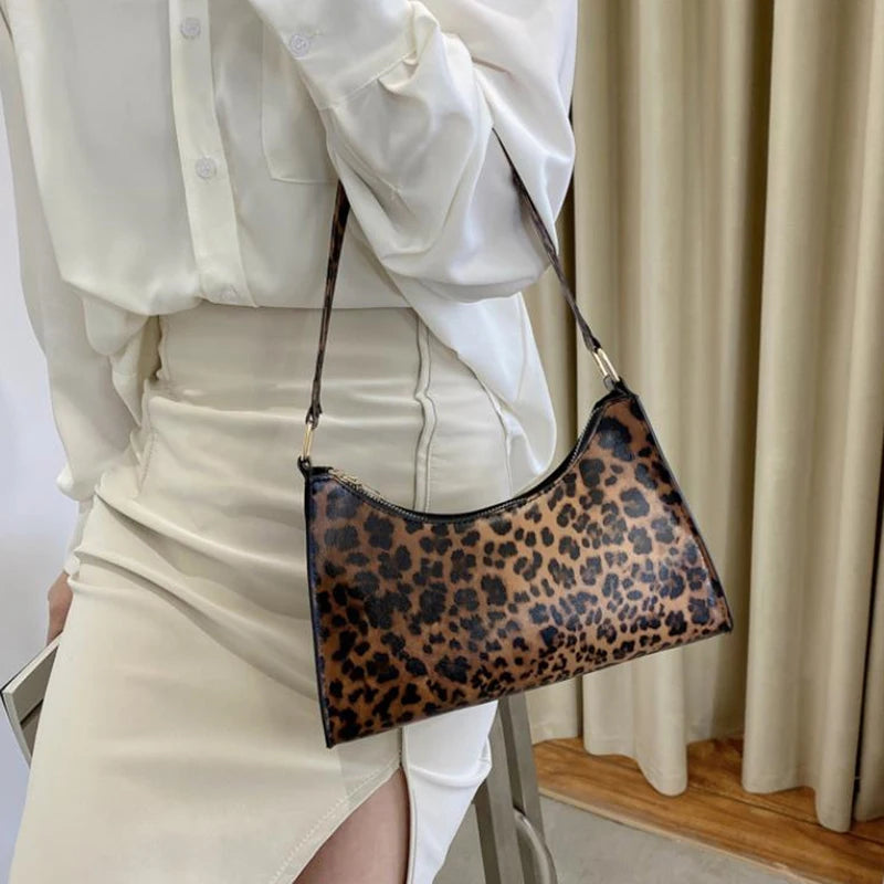 Fashion Zebra Leopard Print Women Handbag PU Leather Underarm Shoulder Bags Female Daily Totes Purse