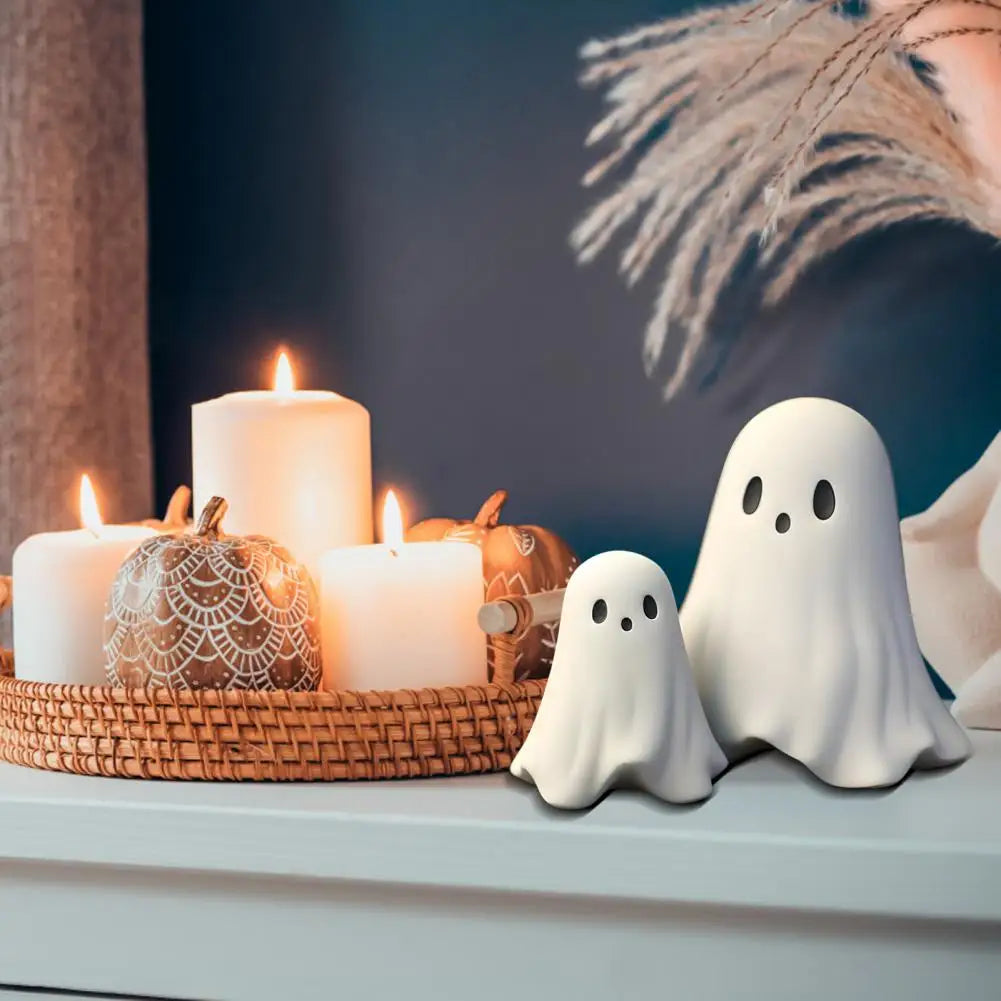 Halloween Ghost Figurine Spooky Love Heart Middle Finger Little Ghost Resin Statue Sculpture Home Office Desktop Decora