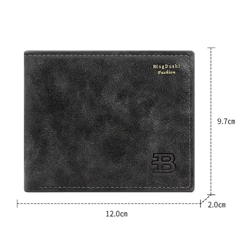 Retro Men Short Wallet Luxury Coin Pocket Zipper Male Purses High Quality Frosted Card Holders Photo Holder Slim Men's Wallet