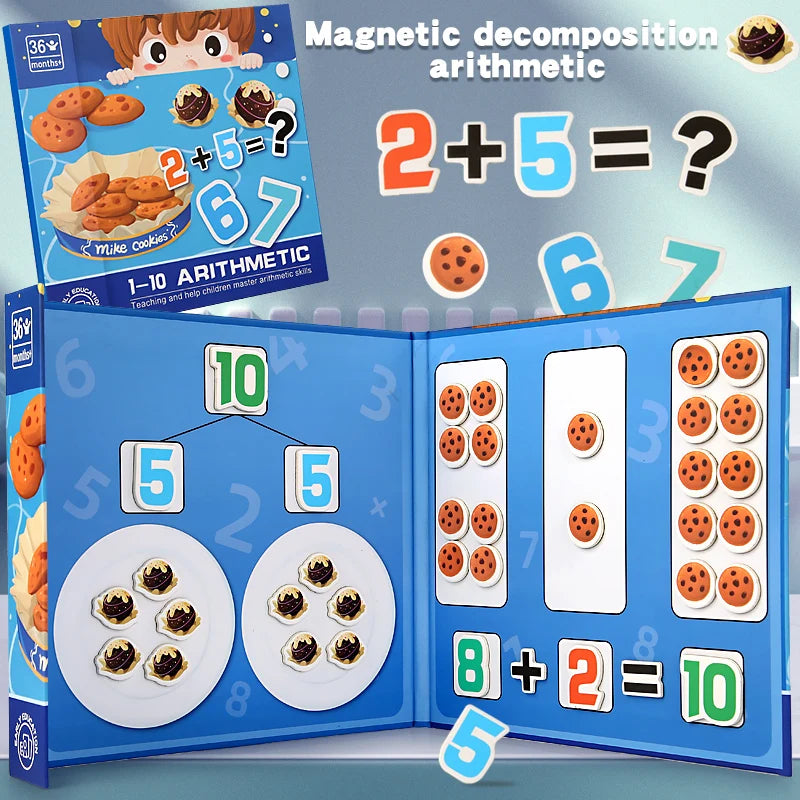 Children's math enlightenment teaching aids, number decomposition, addition and subtraction, ten-frame array, educational puzzle