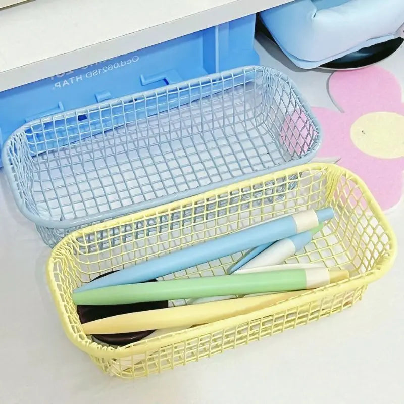 Desktop Storage Basket INS Metal Sundries Organizer Basket Photocard Case Office Stationery Home Supplies Make Up Sorting Holder