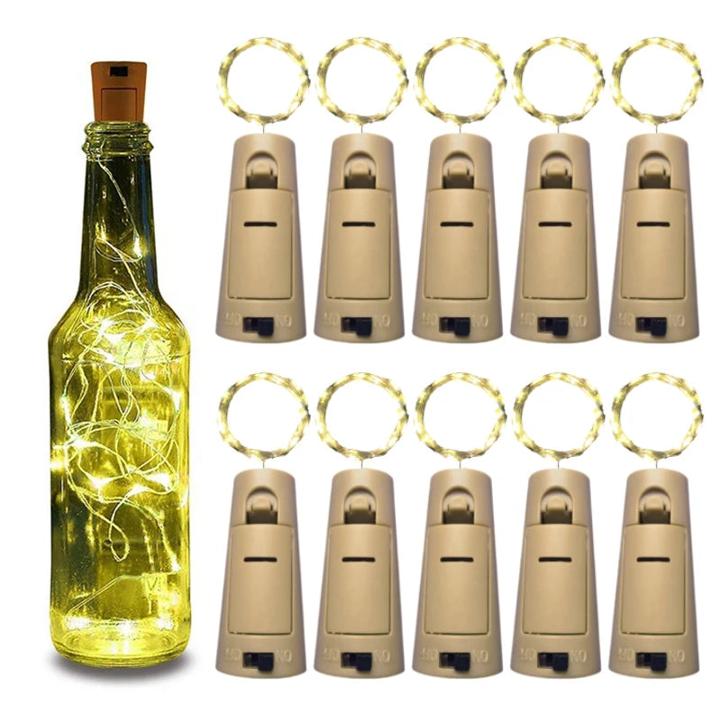 Bar LED Wine Bottle Cork 2M String Lights Christmas Decoration Led Lamp Bottle Fairy Lights Holiday Copper Wire Lights