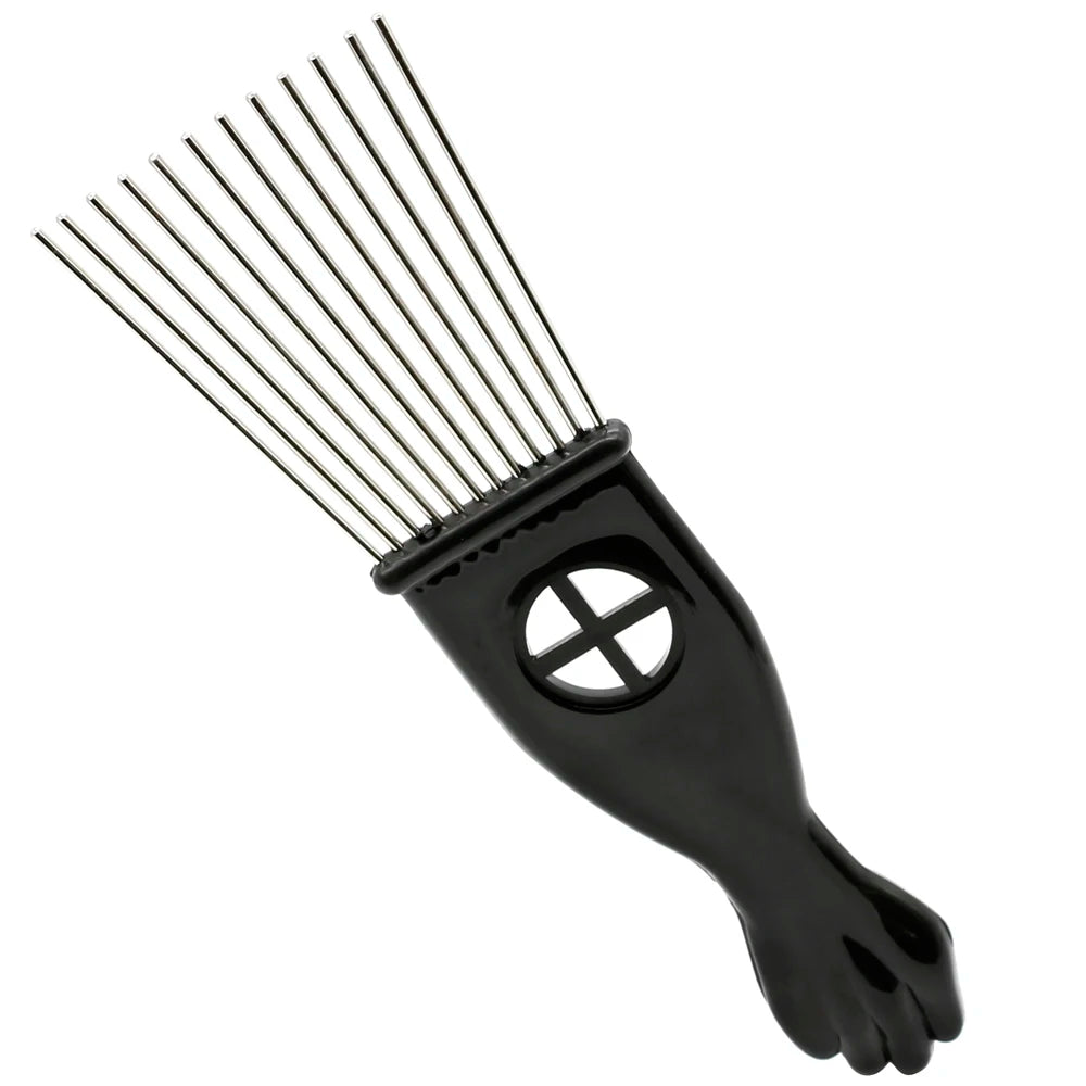 Afro Fork Comb Stainless Steel Wide Teeth Hairdressing Brush Metal Pins Pick Hair Styling Tools Insert Curly Hair Comb