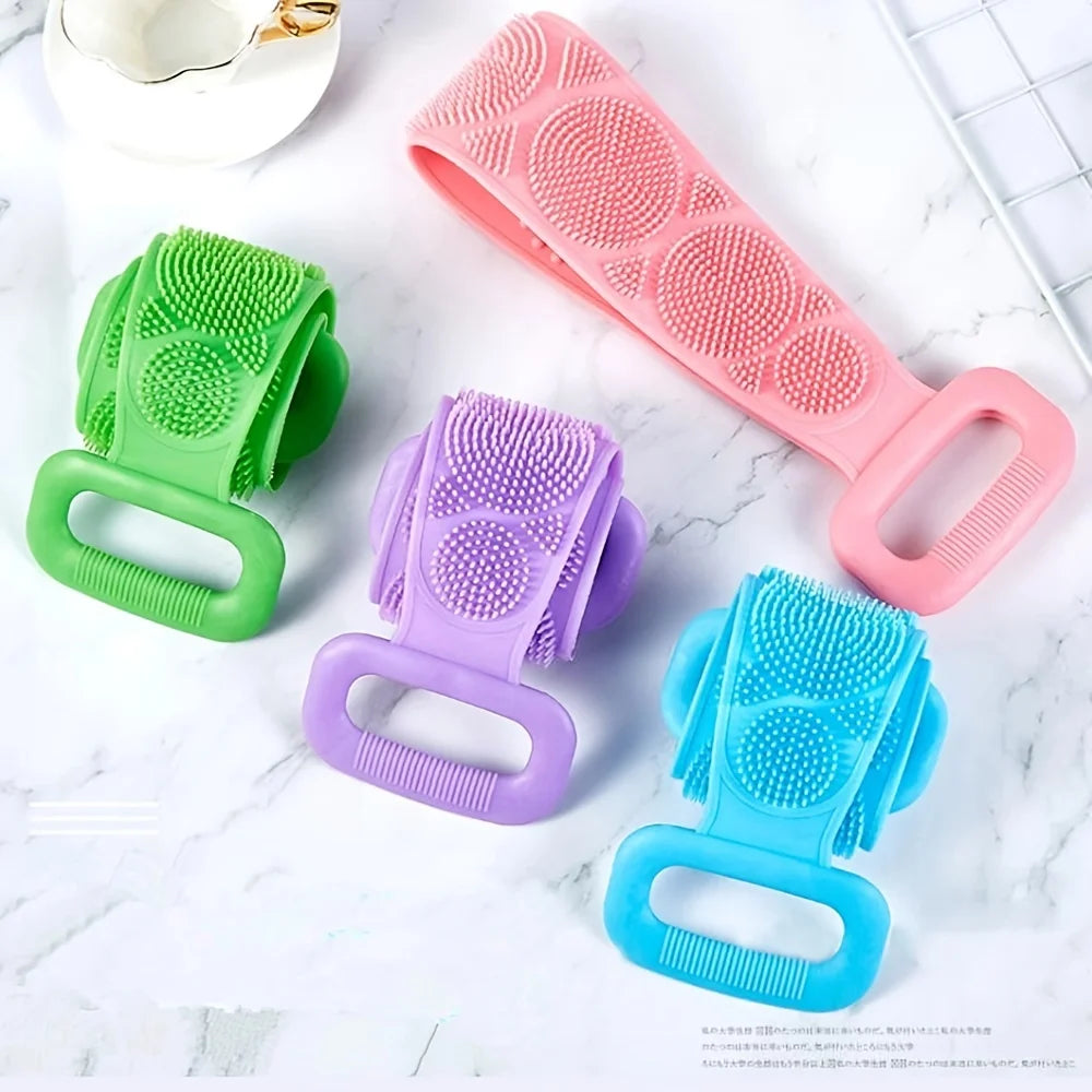 Body Scrubber Rubbing Back Peeling Massage Shower Extended Scrubber Skin Clean Brushes Body Sponge Silicone Brushes Bath Towels