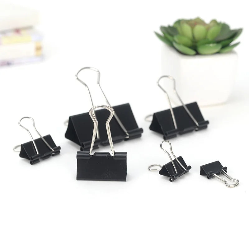 Metal Paper Clip Foldback Metal Binder Clips Black Grip Clamps Paper Document Office School Stationery 19 25 32 41 51mm