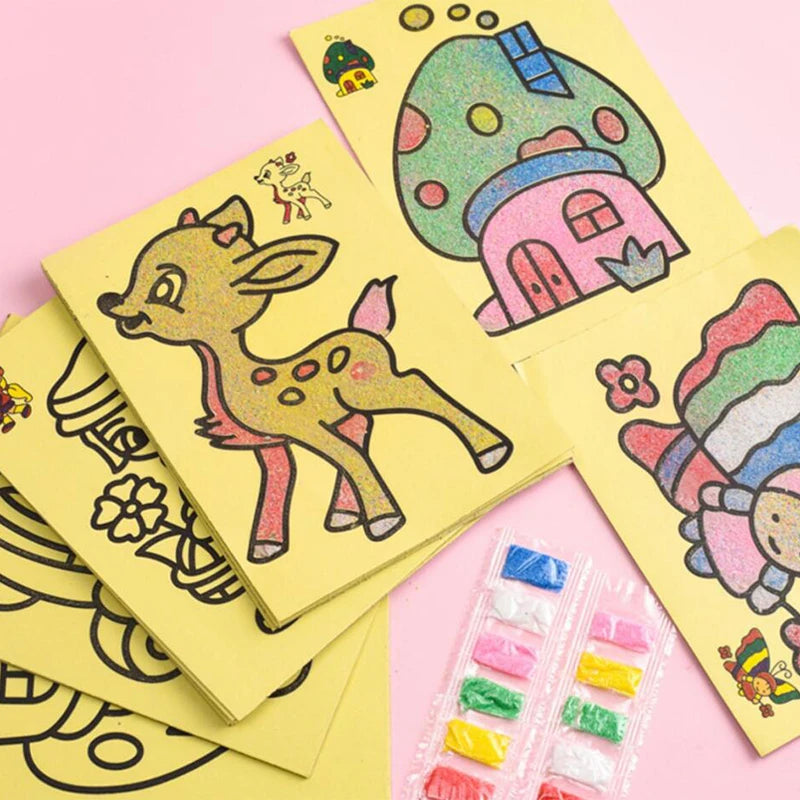 Cartoon Animal Princess Sand Painting Pictures DIY Drawing Toy for Kids Birthday Party Favors Kindergarten Prizes Treat Bag