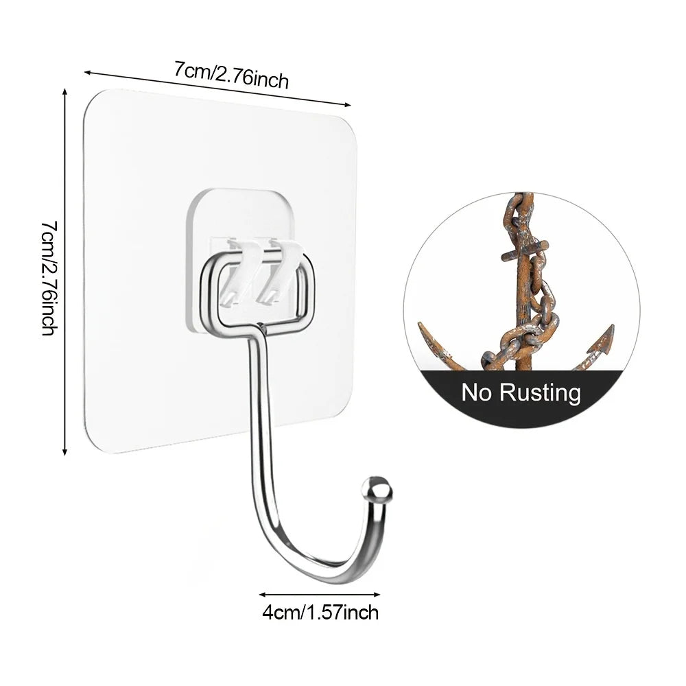 All purpose Large Adhesive Hooks,Heavy Duty Hold 37 Lb (Max) Wall Hooks For Hanging,Large Waterproof Stick On Hooks