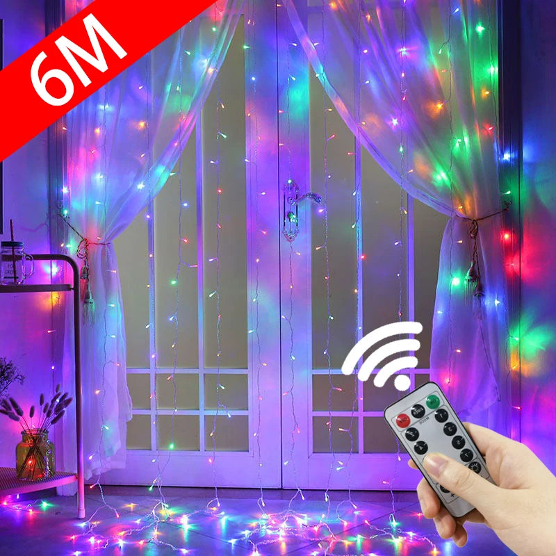 Curtain Garland on The Window USB String Lights Fairy Festoon Remote Control Christmas Wedding Decorations for Home Room