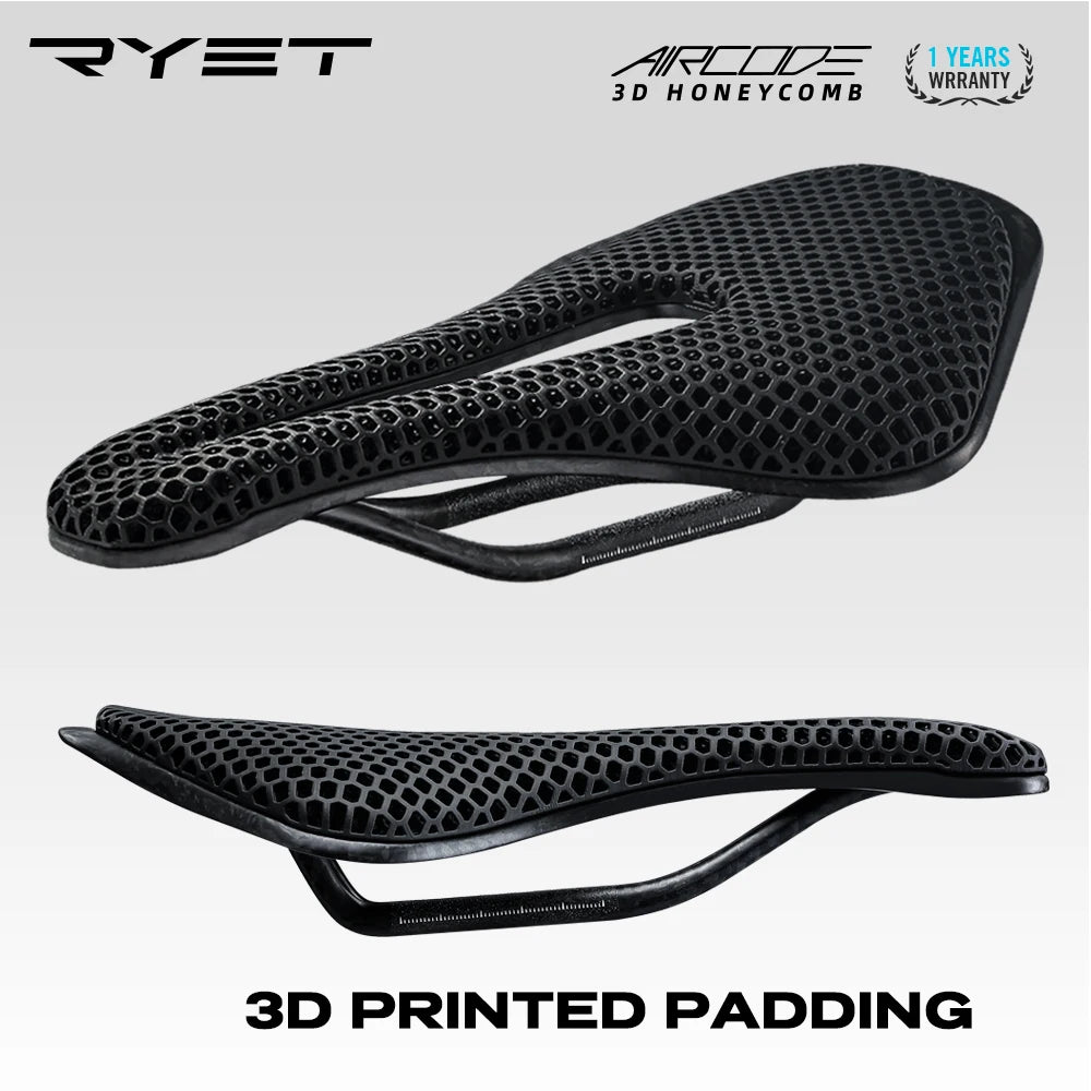 Printed Bicycle Saddle Ultralight Carbon Fiber Hollow Comfortable Breathable MTB Gravel Road bike Cycling Seat Parts