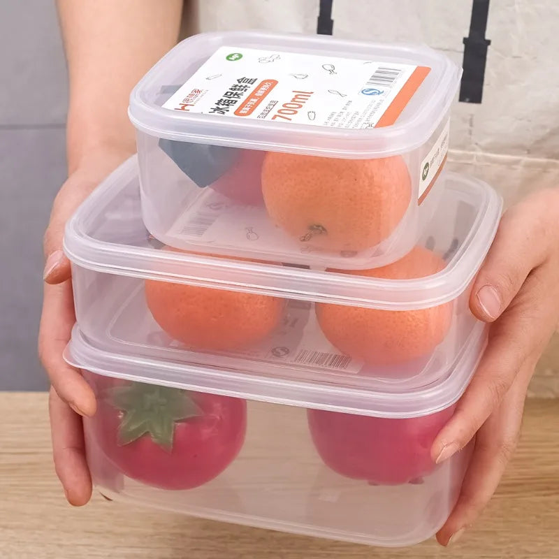 Transparent Fridge Storage Box Vegetable Fruit Food Preservation Boxes Portable Kitchen Freeze Meat Organizer Container