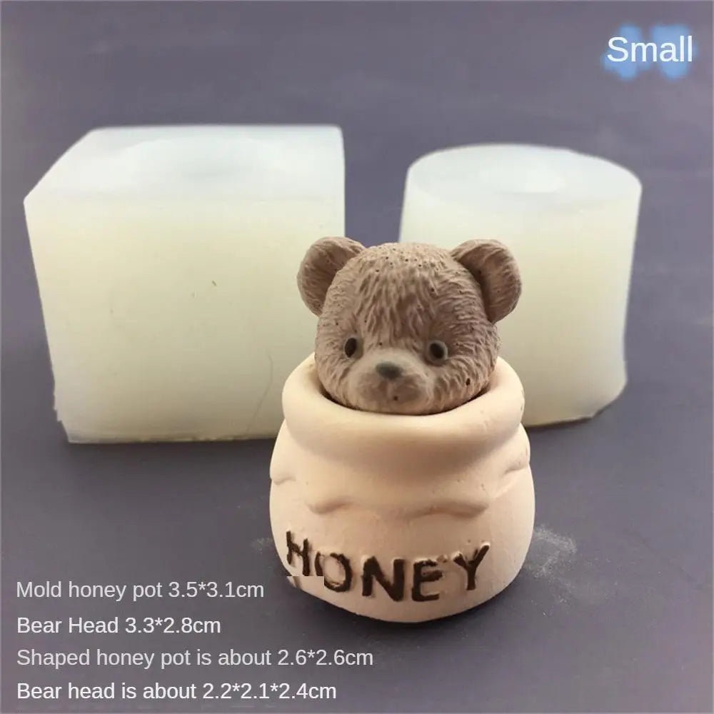 Cute Bear Honey Jar Silicone Mold Aromatherapy Plaster Silicone Mold Pottery mould Candle Mold