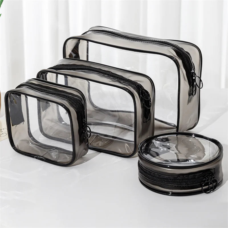 Travel PVC Cosmetic Bags Women Transparent Clear Zipper Makeup Bags Organizer Bath Wash Make Up Tote Handbags Case