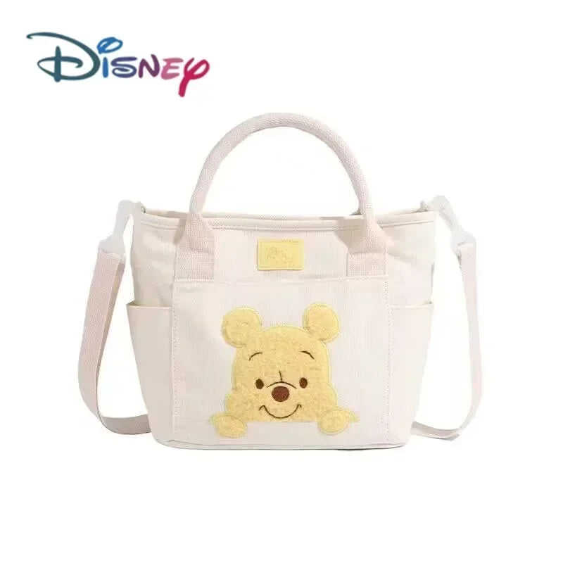 Disney Cute Cartoon Winnie the Pooh Canvas Crossbody Bag Doll Portable Handheld Crossbody Two-Purpose Bag