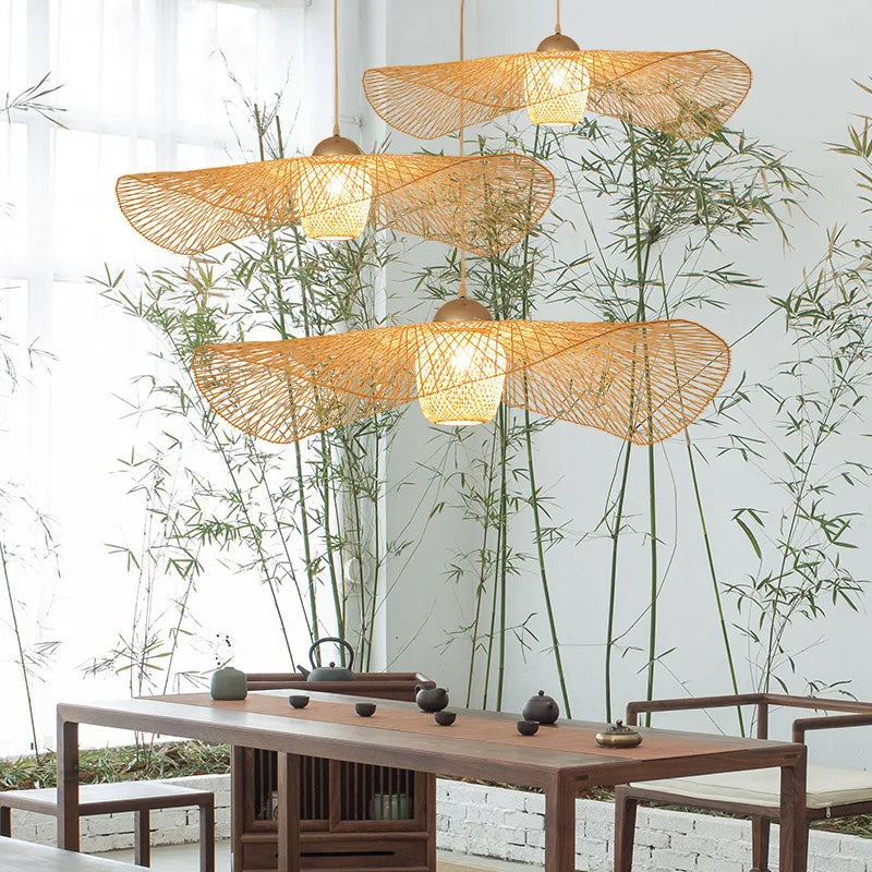 Vintage Rattan Pendant Lights japanese pendant light for Dining Room Restaurant Hanglamp E27 Suspension Luminaire